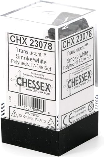 Chessex Translucent Polyhedral 7-Die Set - Smoke/White