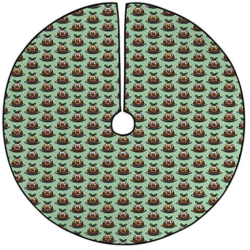 ABAKUHAUS Lächeln Weihnachtsbaum Rock und Schürze Weihnachtspudding Charaktere, Weihnachtsdeko 135 cm aus Stoff Weihnachtsbaumschmuck, Mint Green Multicolor