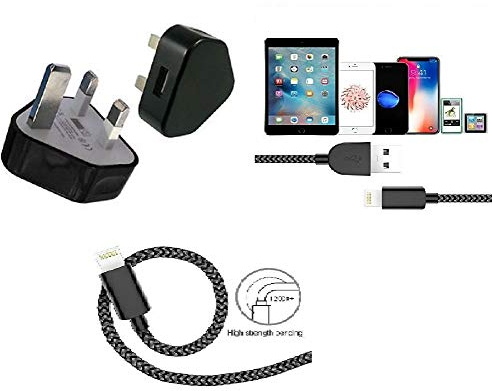 Mr Gadget Solutions – Chargeur de rechange blanc de qualité supérieure à 3 broches pour iPhone 8, 8 Plus, iPhone X, iPhone 7, iPhone 7 Plus, iPhone 6, 6S, 6Plus, iPhone XR, XS MAX chargeur à prise USB