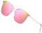 ATTCL Damen Sonnenbrille rund verspiegelt TR90 Rahme HD Nylonlinse Ultra Leicht JD222 Clear+pink