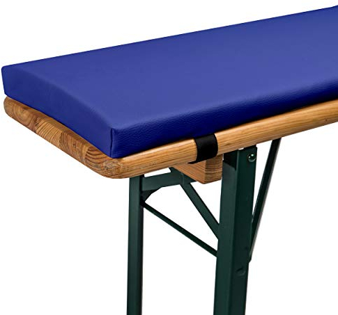TexDeko BEZUG (ohne Schaumstoff/Füllung) für Bierbank-Auflagen aus Kunstleder mit Reißverschluss 220CM wasserabweisend (Polsterhöhe: 4cm, Blau)