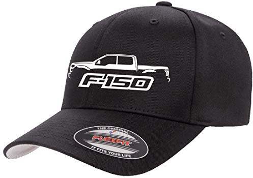 2015-20 Ford F150 Pickup Truck Outline Design Flexfit 6277 Athletic Baseball Fitted Cap, schwarz, L/XL