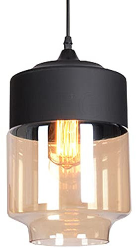 iDEGU Rétro Suspension Luminaire en Verre, Lustre Plafonnier Moderne Minimaliste Edison E27 Lampe Suspension pour Cuisine Salle à Manger Bar, Noir (Type-A 18CM)