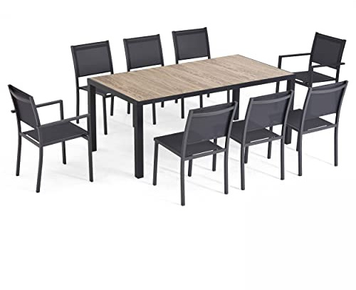 Tivoli – Gartenmöbel, 8-Sitzer, Aluminium und Keramik, Braun