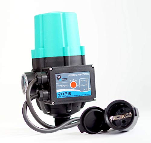 Pumpensteuerung PS-01A Druckschalter Druckwächter für Pumpe Gartenpumpe Hauswasserwerk mit integrierten Trockenlaufschutz und Kabel (2x)