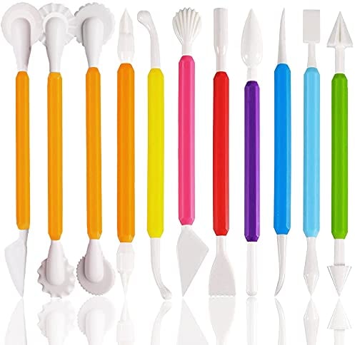 Wendergo Cake Sculpting Tools 12 Pcs Double-Ended Fondant Modeling Icing Sugar Tools Cake Decorating Tools Baking Accessories, Easy to Clean