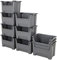 BiGDUG Large Plastic Stacking Bins (5 Pack) - 305x490x390 mm - Open Fronted Order Picking Boxes - Grey - Heavy Duty Storage Boxes