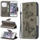 nancencen für iPhone 6 / iPhone 6s Handyhülle, Mit Zwei Kartenfächern Portemonnaie Stil Flip Cover Reiner Farbe Schutzhülle Schmetterlingsdruck Kunst - Grau