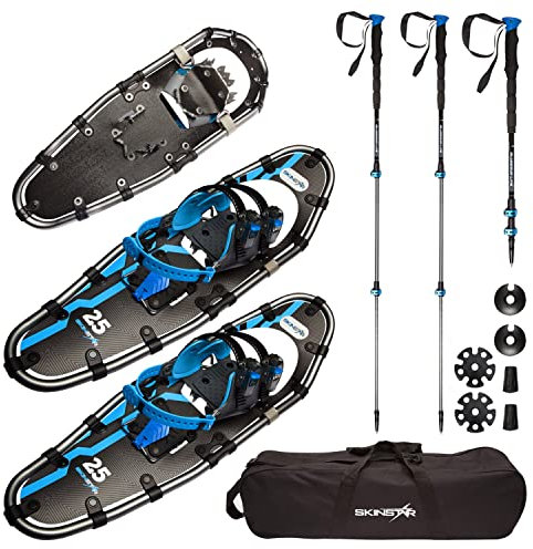 SkinStar Schneeschuhe 25 Set Alu-Rahmen Schneeschuhwandern Tourenski Stock bis 100kg
