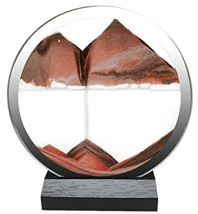 Gereton Moving Sand Art Sandscape, Moving Sand Painting, Round Glass Dynamic Display Fließende Sandbild-Kunst-Ornamente Für Desktop-Dekoration, 7 Zoll
