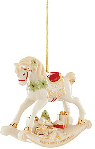 Lenox 2022 Vintage Schaukelpferd Ornament, Porzellan, Mehrfarbig, 0.45
