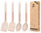 Pack of 4 Silicone Cooking Utensils Set, Non Stick Large Solid Spatulas, Heat Resistant Rose Gold Khaki Slotted Spoons, Ideal BPA Free Kitchen Turners for Frying, Mixing,Serving,Draining,Turning