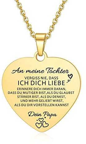 AITENME An Meine Tochter Kette Herz Halskette Gold Farbe von Papa