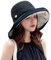 Damen Mesh Sonnenhüte Breite Krempe Sommer Strand Bucket Caps für Mädchen Outdoor UV Schutz Faltbare Fischerhut Kinnriemen, Schwarz, Medium