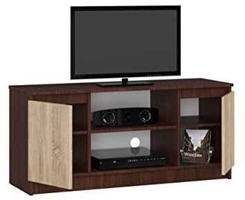 BDW Kommode, RTV Schrank, TV Gerät, viel Stauraum, Kleiderschrank, Diele, Wohnzimmer, Schlafzimmer Kommode, Multifunktionsschrank. Abmessungen: 120 x 55 x 40 cm (Wenge - Sonoma Eiche)