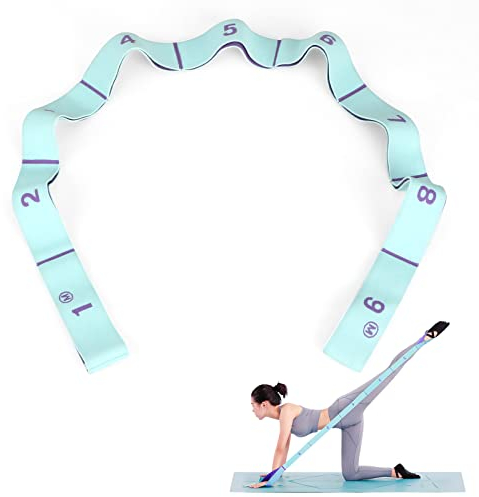 Yoga Stretch Gurt, MOCOBO Stretch Band Gymnastikband mit 8 Schleifen, Fitnessbänder, Hochelastischer Gymnastikband Stretch Gurt Yoga Zubehör