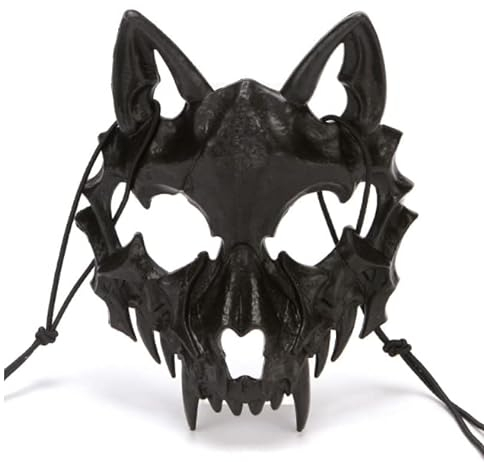 Halloween Skull Skeleton Werewolf Animal Skeleton Festival Half-Face Mask - Scary Teeth Skull Party Cosplay Costume Prop