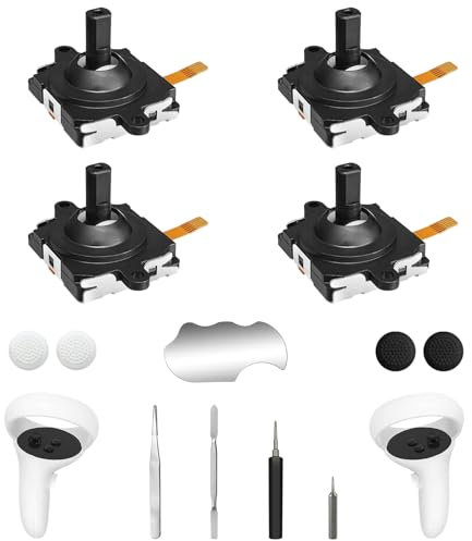 AOJAKI Joystick Replacement Kit for Meta Quest 2/ Oculus Quest 2 Controller(9 in one), Oculus Quest 2 Accessories for Oculus Controller, Including Joystick, T5 Screwdriver, Tweezer, Pry Tool