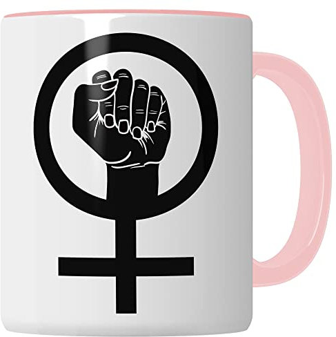 Feminismus Tasse Geschenkidee Kaffeetasse Geschenk für Female Empowerment Kaffeebecher Feministin Becher (Weiß & Pink)
