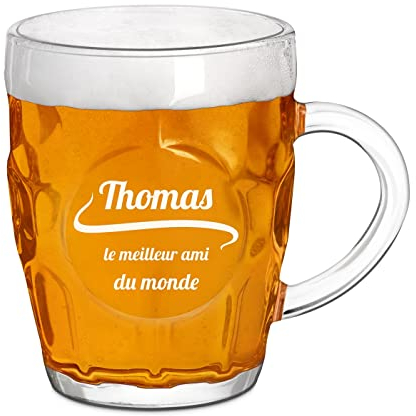 Maverton Verre à Bière Gravé pour hommes - 500ml Chope à Bière avec Poignée - pour Amateur de Bière - avec personnalisation pour lui - pour papa/papy - anniversaire - meilleur ami -