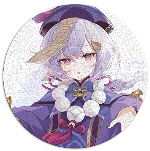 1000 Teile Puzzles für Erwachsene Genshin Impact Qiqi Rundpuzzles für Erwachsene und Kinder Kartonpuzzles Home Art Decor (Größe 67,5 x 67,5 cm)