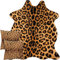 Amylove 3-teiliges Set enthält 1 Teppich mit Leopardenmuster und 2 Leoparden-Kissenbezüge, Weihnachtsdekoration, Gepardenteppich, Leopardenmuster, Kissen für Wohnzimmer, Schlafzimmer,