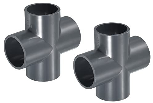 PATIKIL 1.26 PVC Tubo Raccordi, 2pz 4 Vie T Forma Acqua Tubi Croce Giunti Connettori Adattatori per Giardino Irrigazione Casa Acquario