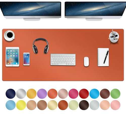Leder-Schreibtischunterlage, 47 x 24 XXX Große Business-Schreibtischunterlage, Wasserdichte Schreibtischunterlage für den Desktop(XXXL-Orange H)