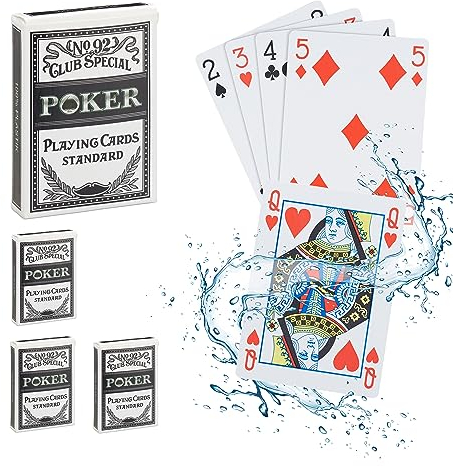 Relaxdays Spielkarten, 4 Kartendecks à 54 Karten, mit Joker, wasserfest, Poker Kartenspiel, Plastik Pokerkarten, bunt, Kunststoff