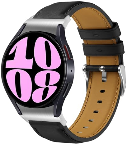 Armband Samsung Galaxy Watch 6 Leder, 20mm Ersatzarmband Leder Armband für Galaxy Watch 4/5/6/7 40mm 44mm, Galaxy Watch 6 Classic 43mm 47mm, Galaxy Watch 5 Pro 45mm, Galaxy Watch 4 Classic 42mm 46mm