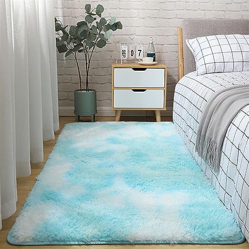 SK Studio Hochflor Teppich Wohnzimmer rutschfest Fellteppich Shaggy Flauschig Weich Modern Teppiche für Schlafzimmer Wohnkultur Hellblau, 200x300cm