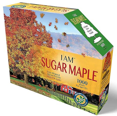 Madd Capp: I Am Sugar Maple – 1000-teiliges Puzzle in Baumform, 35 x 38 cm, fertige Größe, inklusive pädagogischem Faktenheft, Natur-Puzzle