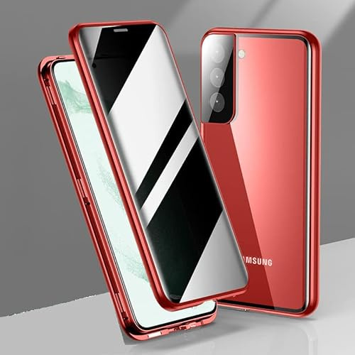 MEIQIBAO für Samsung Galaxy S23+ Hülle Magnetische Adsorption Metall Stoßstange mit 360 Grad Schutz Ultra Dünn Transparent Gehärtetes Glas Samsung Galaxy S23 Plus 6.6 Zoll red