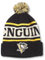 AMERICAN NEEDLE NHL National Hockey League Team Pillow Line Knit Beanie Cap, Pittsburgh Penguins (Schwarz/Elfenbein/Gold), Einheitsgr��e