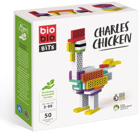 bioblo Bits 53 Nachhaltige Holzbausteine Charles Chicken | Bausteine Kinder, Mini bausteine, Wooden Toys, Steckspielzeug, Steckbausteine Kinder, Kinder Bausteine | 100% frei von Weichmachern
