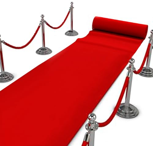 dofopo Roter Teppich Läufer 1 x 15 m Party Hochzeit VIP Event Empfangs Messe Teppich Rutschfester Gangläufer Meterware