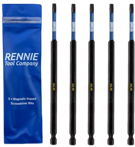 5 x Rennie Tools 150mm Long T27 TX27 Impact Screwdriver Driver Bits Set. Heavy Duty Magnetic Torx Screwdriver Bit Set. Black Oxide Coated Torx Impact Driver Bits. Torx Bit Set.