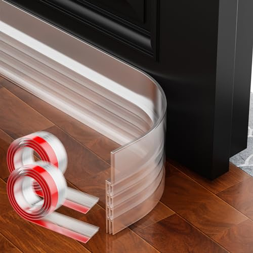 AOTUAO Boudin de Porte Isolant Froid, 200 X 5 CM Bas de Porte Isolant anti Froid, Boudin de Porte, Bas de Porte, Boudin Porte Idéal pour Anti le Bruit Humidité Poussière Cafard Insectes -Transparence