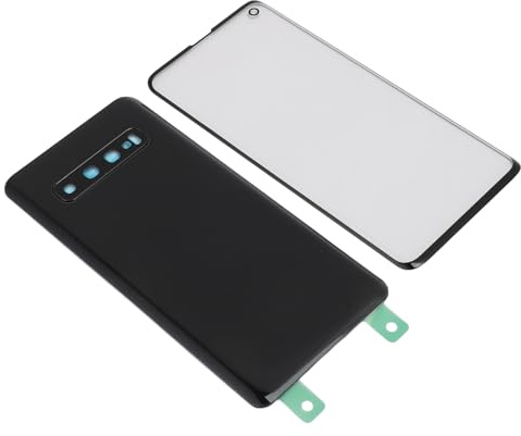 CCYLEZ Rückseitige Glas Abdeckung Gehäuse Tür und Vordere äußere Linse Glass Chirm mit Installierter Kamera Linse Wasserdichter Ersatz für Galaxy S10 (Black)