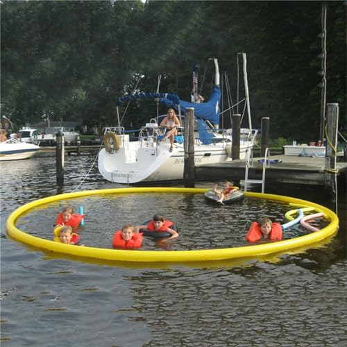 Piscine Flottante pour Yacht Gonflable à Tube Rond Simple avec Filet Anti-méduses pour Yachts, quais privés, Parcs Aquatiques d'été,16.4Ft/5M
