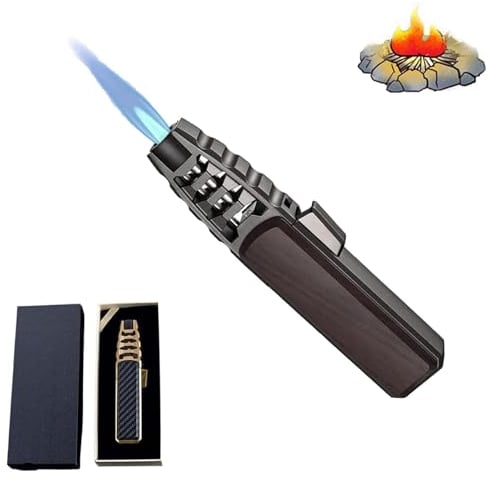 2024 New Brightfire Rechargeable Torch Lighter, Windproof Blue Flame Lighter for Outdoors (Brown)