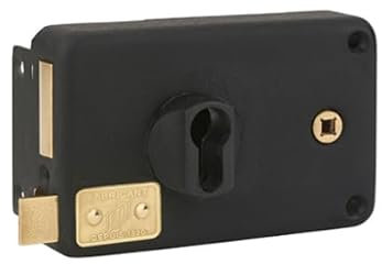 FTH - Serrure en Applique Horizontale FTH AH70 - Coffre Acier Embouti - Finition Noir Mat - Mécanisme Deux Tours - Sécurité Renforcée - Pour Porte d'Entrée