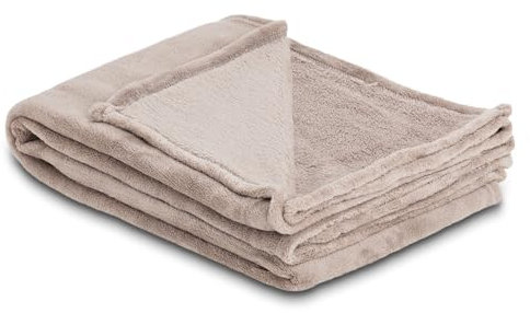 Como Kuscheldecke Grau-Braun Moderne Fleecedecke, fein gestrickte Wohndecke, 100% Polyester, 240 GSM, gesäumte Einfassung 150 x 200 cm