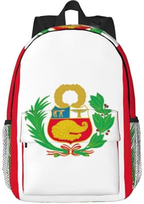 SDFHU Rucksack mit Flagge von Peru, vielseitiger Erwachsenen-Rucksack, wasserdicht, niedlich, leicht, Schwarz, Einheitsgröße