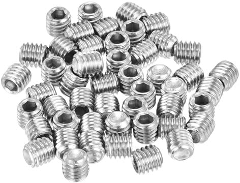 sourcing map Socket Set Screws,50Pcs M6x6mm Metric - 304 Stainless Steel Hex Socket Set Headless Cup Point Grub Screws, for Repairing Compact Instruments, Machinery and Equipment (Silver)