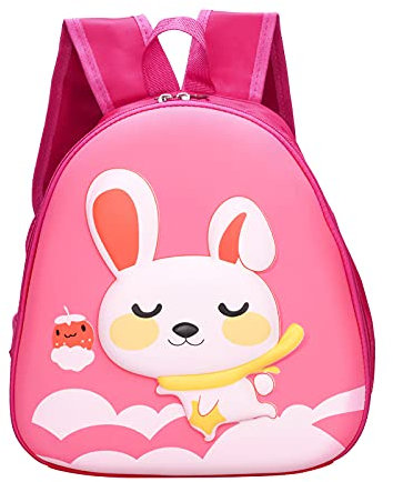 Toddler Backpack for Girls, Cute Rabbit Kids Backpack School Bag, Comfy Soft Plush Baby Girl Rucksack Toddler Girl Gifts for 1‐2 Years Old (Red, One Size)