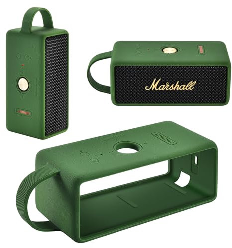Yaowanguan Étui en Silicone pour Marshall Emberton III Bluetooth Portatif Haut-Parleur,Emberton 3rd Housse de Voyage Portable Protectrice Sac de Transport avec Poignée(Vert)