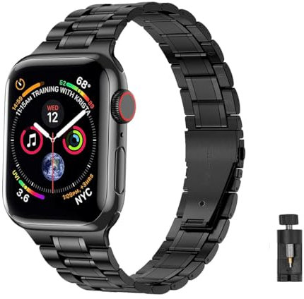 YDxingY Bracelet de montre Métal Compatible avec Apple Watch 38mm/40mm/41mm, Bracelet en Acier Inoxydable,pour IWatch SE Series 9 8 7 6 5 4 3 2 1,Noir