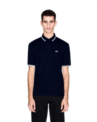Armani Exchange Herren Essential, Double Striped Sleeve and Collar Side Monogram Logo Polo Shirt