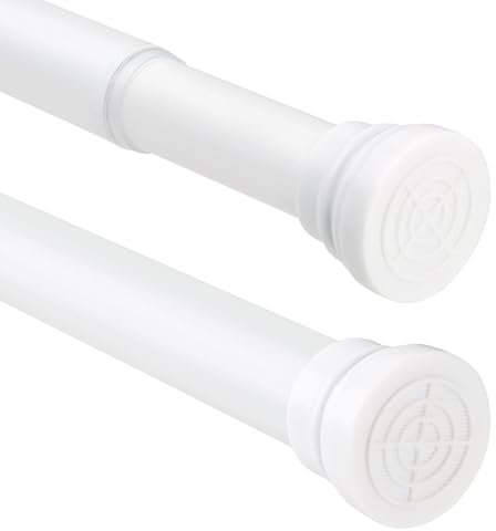 Weiß Duschvorhangstange ohne Bohren, Verstellbare Duschvorhangstange 76-132cm, Geeignet für Bad, Garderobe, Balkon（Durchmesser 25mm）